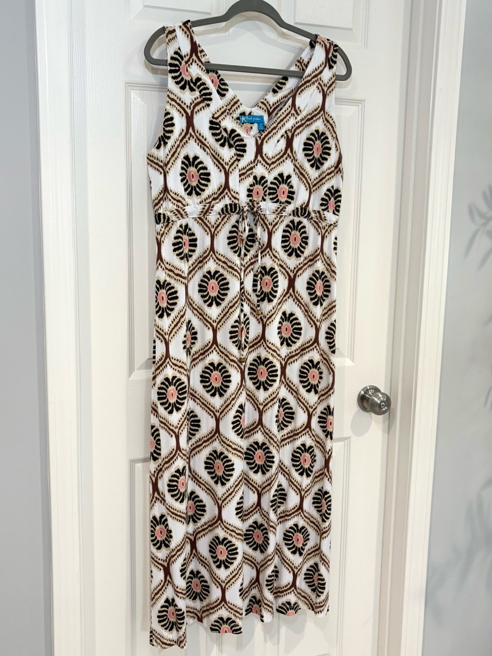Fresh Produce Maxi Sleeveless Geometric V-Neck Empire Waist Summer Dress XL - Picture 7 of 15
